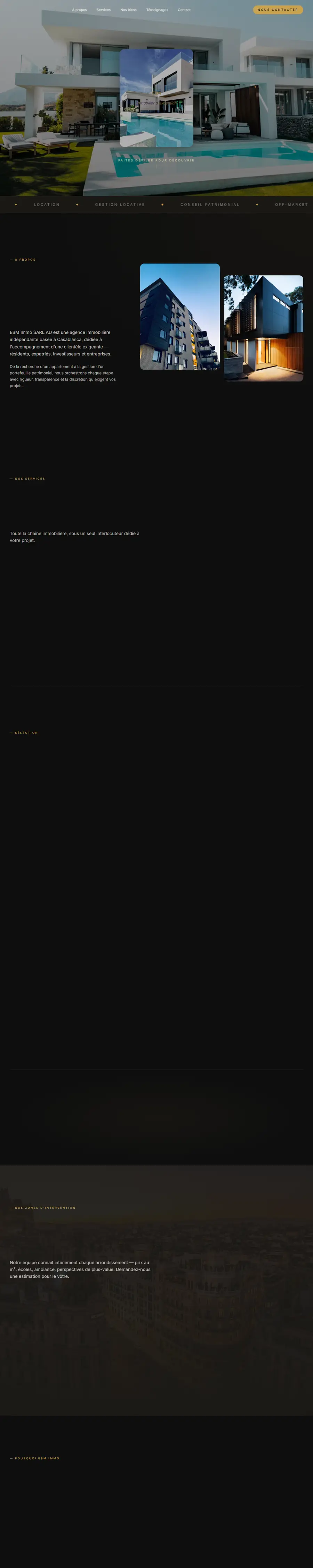 Le site EBM Immo, page d'accueil