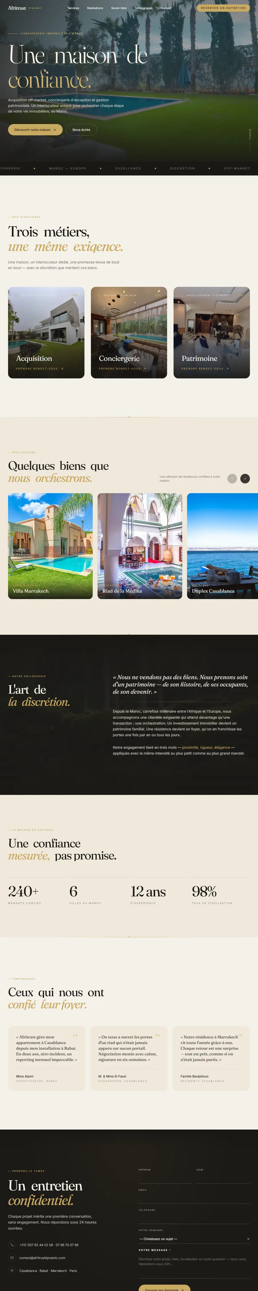 Le site Afritrust Dynamic, page d'accueil