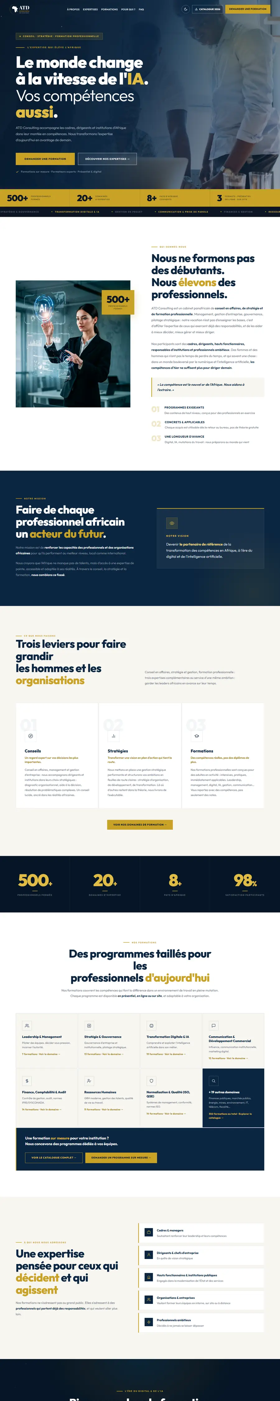 Le site ATD Consulting, page d'accueil