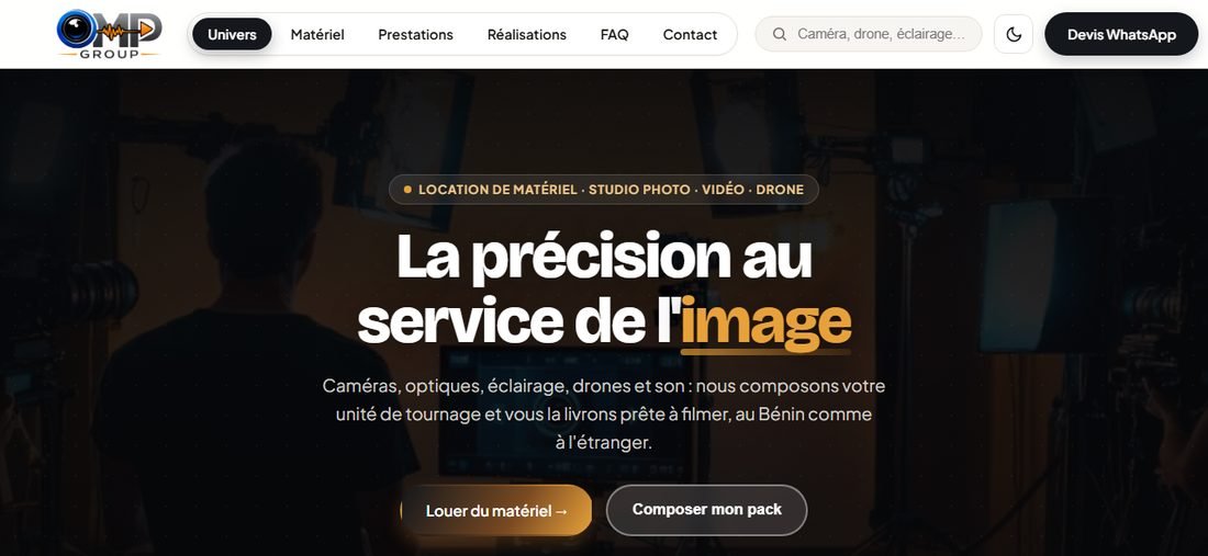 Page d'accueil du site OMP Location